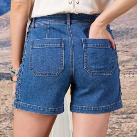 Cato Lace Up Denim Shorts - 8 - Picture 4 of 10